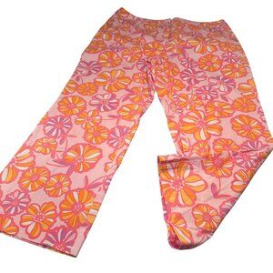 David Brooks Pants Womens Floral Y2K Barbie Retro Resort Beach Psychedelic
